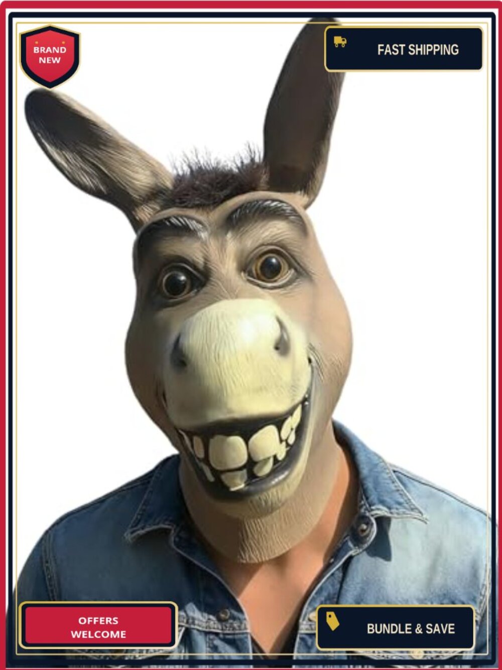 Donkey Mask Adult Funny Latex Animal Head Festival Carnival Masquerade Prop
